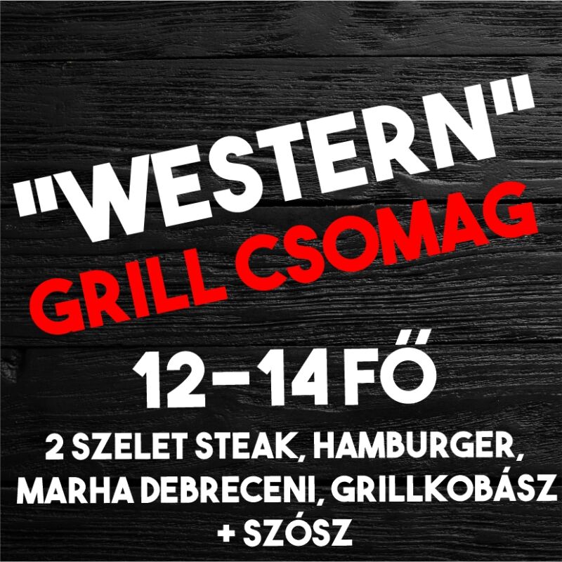 Western Grill csomag (western steak, hamburger pogácsa, debreceni páros kolbász, grillkolbász+BBQ szósz)